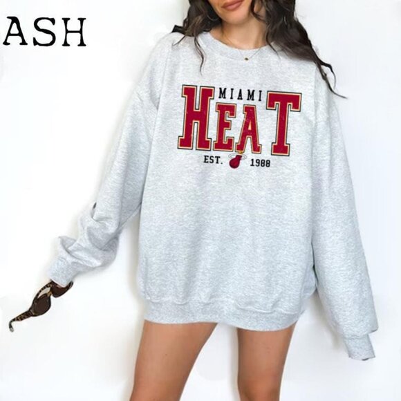 1988 Miami Basketball Sweatshirt, Retro Heat Flame Crewneck, Unisex City Sport - Picture 1 of 2
